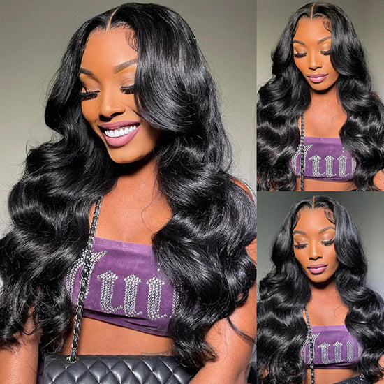 Body Wave Wig With Curtain Bangs 5x5 HD Lace Wigs Virgin Human Hair Wigs