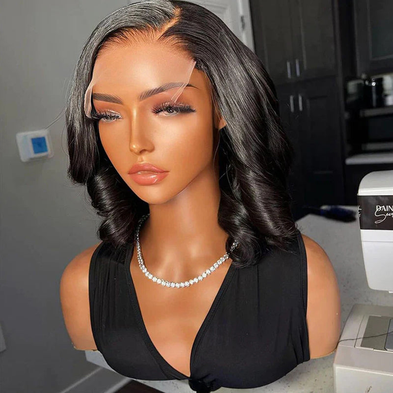 5x5 Lace Bob Cut Lace Closure Wig Bouncy Curly Skin Melted Human Hair Wigs