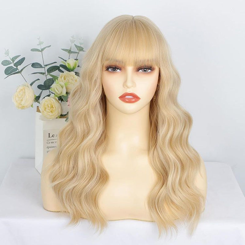 GLUELESS BODY WAVE BLONDE HUMAN HAIR LACE FRONT WIG WITH BANGS