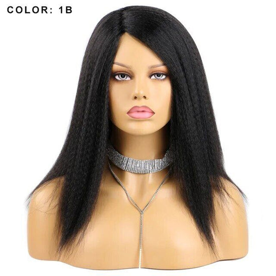 Kinky Straight Hair 5x5 Lace Closure Soft Wig For Black Women