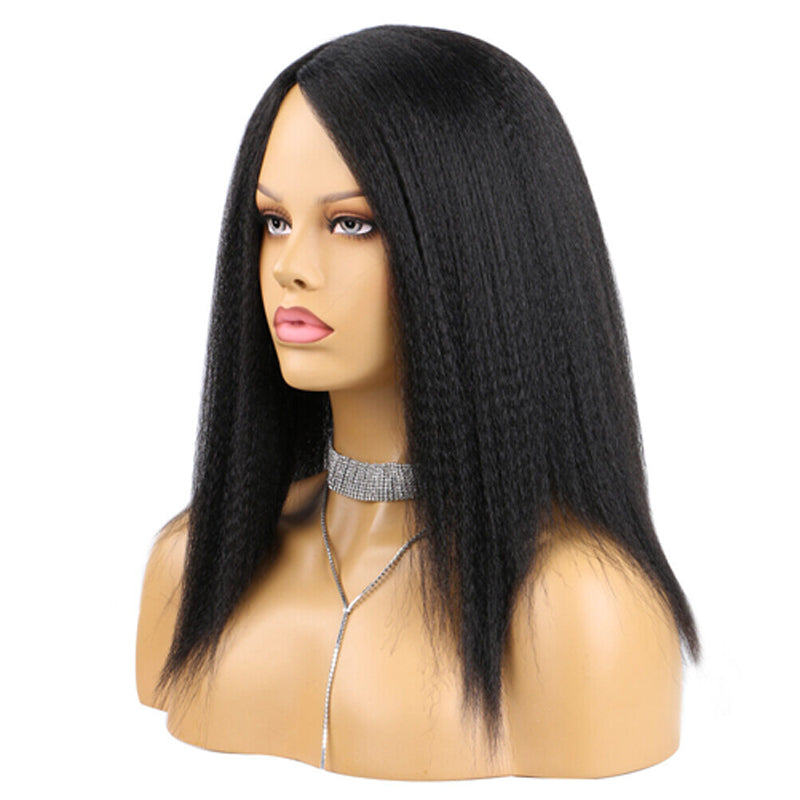 Kinky Straight Hair 5x5 Lace Closure Soft Wig For Black Women