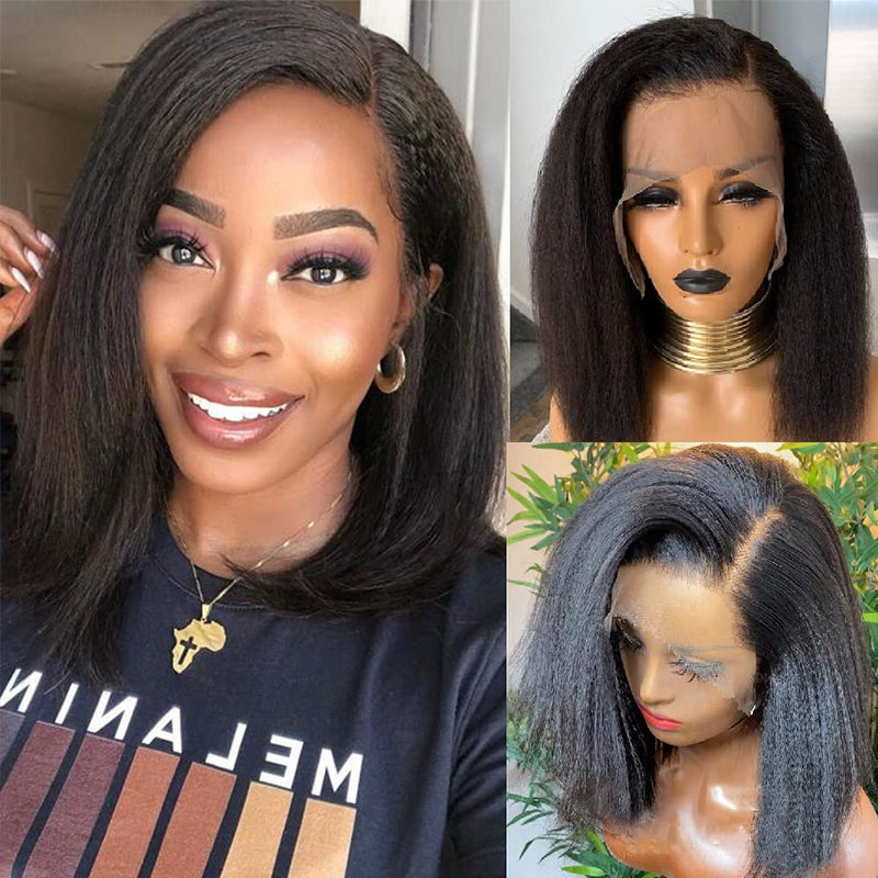 Kinky Straight Wig Human Hair 13x4 Lace Front Wigs Human Hair Wigs For Black Women