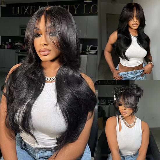 Layered Straight Curtain Bang Wig Ready Go Glueless Lace Wig