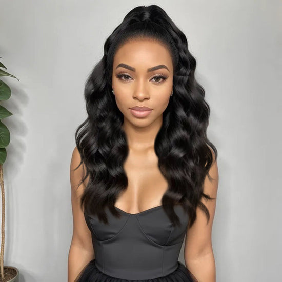 Welaikehair Half Up Loose Wave With Kinky Hairline 13x4 HD Lace Frontal 100% Human Hair Wig