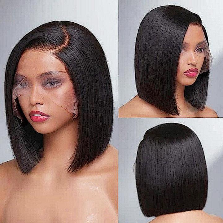 Welaikehair Straight Glueless 13x4 Lace Bob Wig 100% Human Hair | Side Part