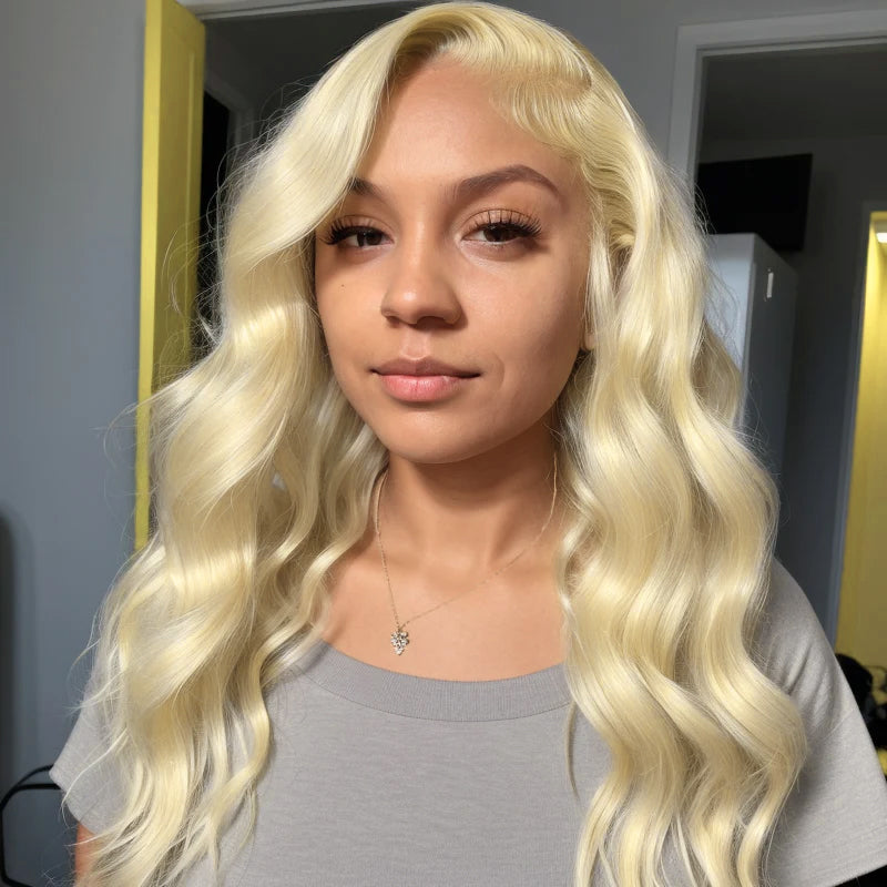 Welaikehair Glueless 5x5 Closure HD Lace 613 Blonde Body Wave Wig with Secure 3D Dome Cap