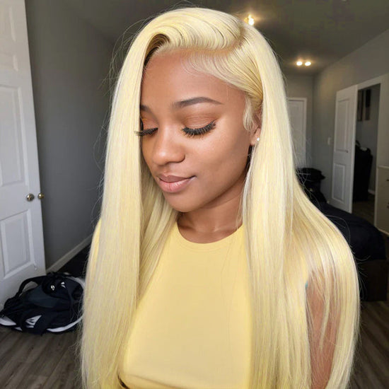 Welaikehair Glueless 5x5 Closure HD Lace 613 Blonde Straight Wig with Secure 3D Dome Cap