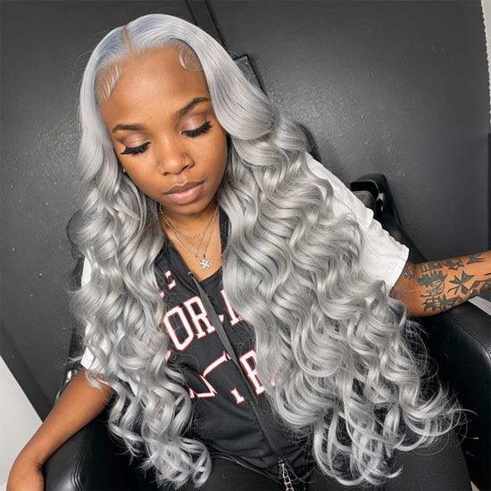 Welaikehair Grey Body Wave Wig 13x4 HD Lace Frontal Wig Colored Human Hair Wigs