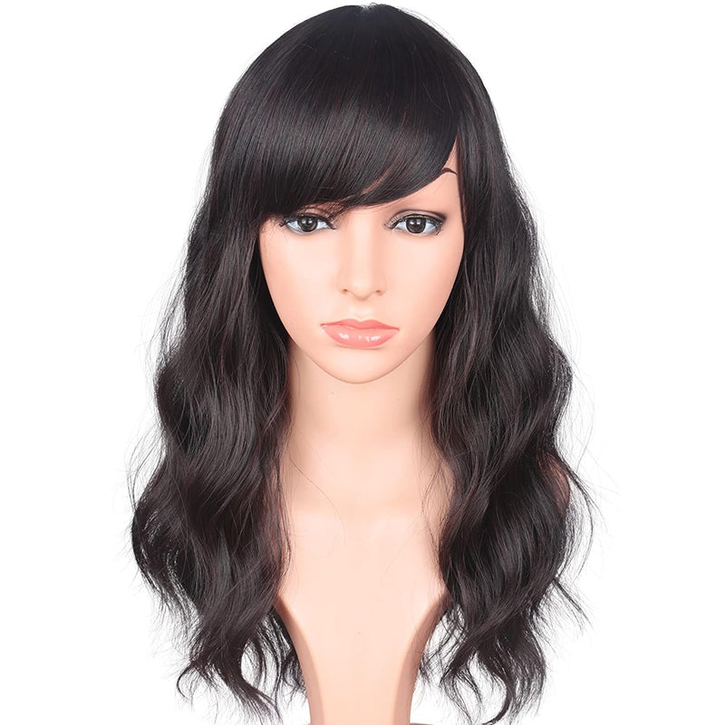 Medium Length Dark Brown Wavy Hair Wigs For Black Women Shoulder Length Curly Wigs (DARK BROWN(2#))