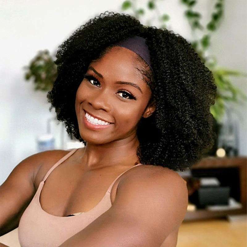 Natural Black Kinky Curly Fitness Wig