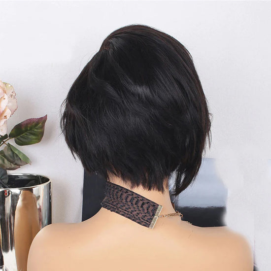 Pixie Cut Short Wave Bob Lace Front Human Hair Wig Free Part With Baby Hair