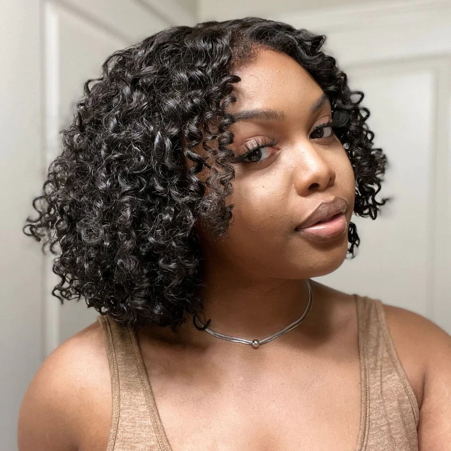 Put On & Go Juicy Coils With Kinky Edges 5x5 Pre-Cut Lace Short Bob Wig