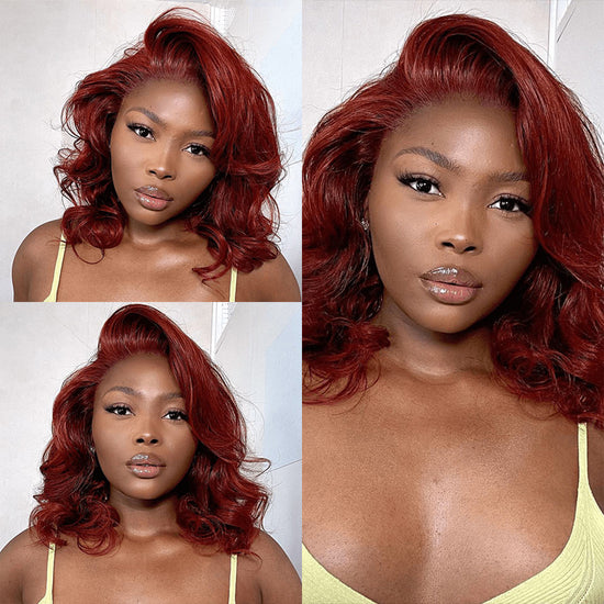 Reddish Brown Barrel Curls Wig Glueless Short Wigs 5×5 Lace Wig