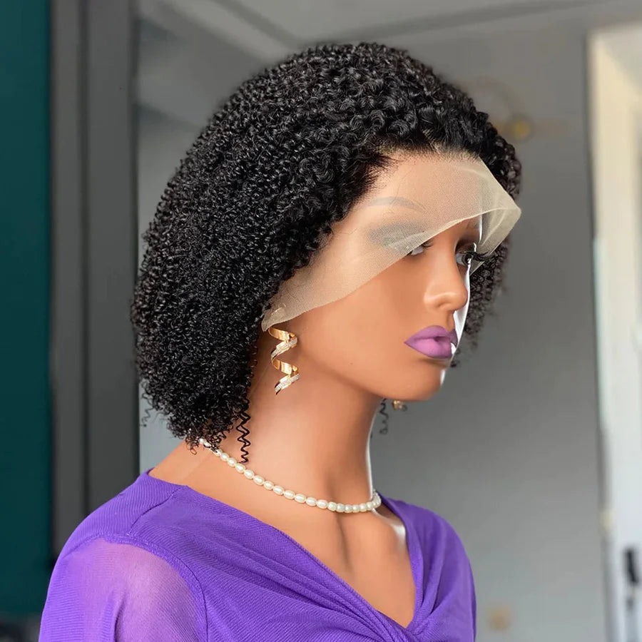 Short Kinky Curly Bob Wig HD Lace Front Human Hair Wigs For Black Women